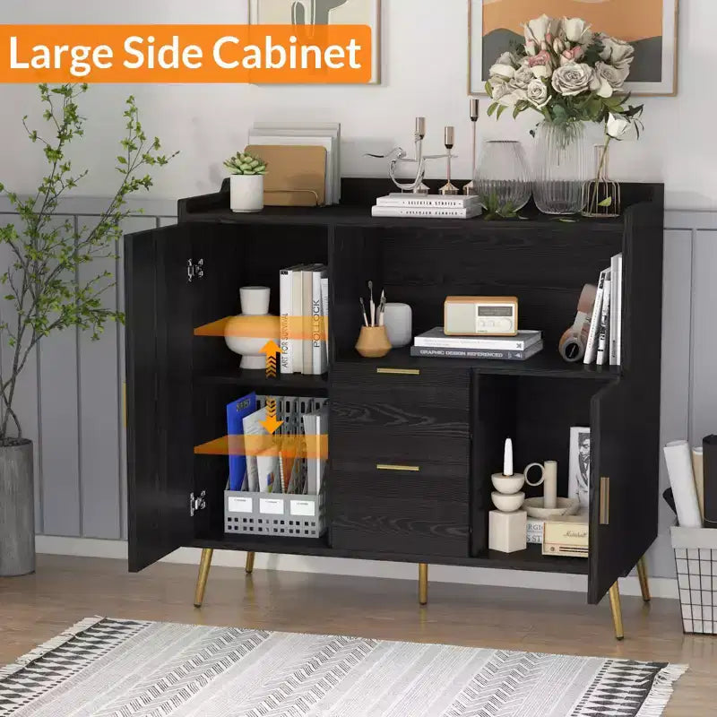 Meuble Micro-ondes de Cuisine 102 cm, Buffet de Ferme avec Rangement et Tiroirs
