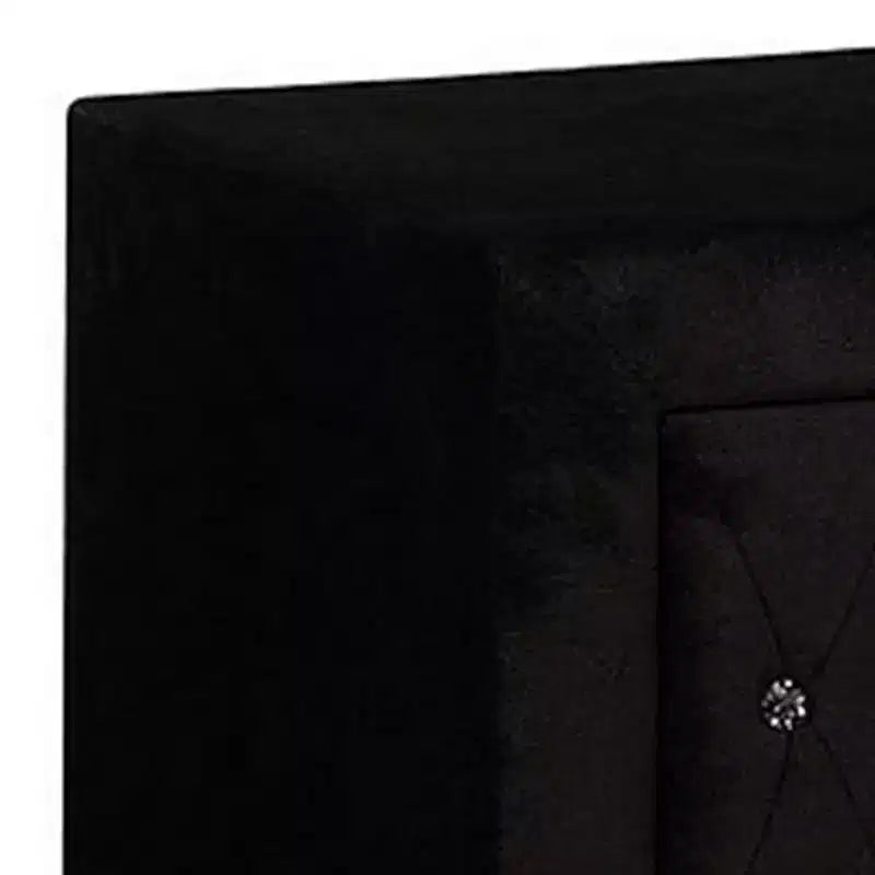 Table de chevet Glam en velours noir avec 2 tiroirs et poignées en cristal