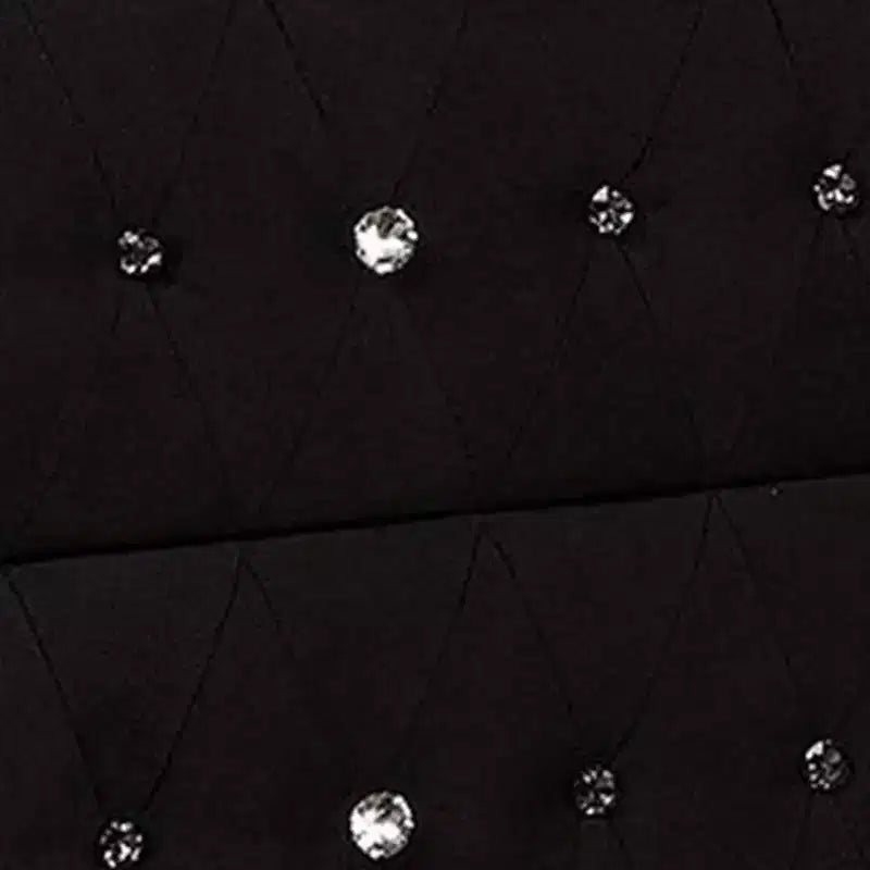 Table de chevet Glam en velours noir avec 2 tiroirs et poignées en cristal